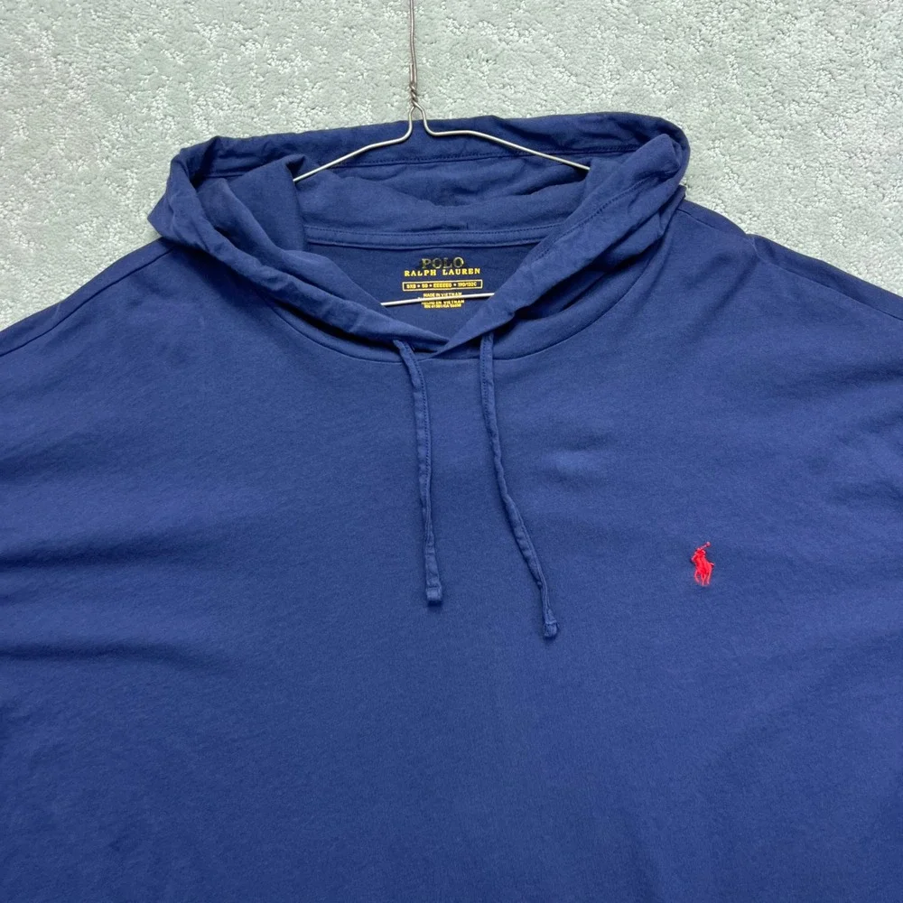 Polo Ralph Lauren Pullover Shirt Mens 5XB Navy Blue Hooded Long Sleeve Pony Logo